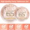 96Pcs 65th Birthday Party Plates and Napkins for 65 Year Old Birthday Party Supplies Rose Gold Paper Dessert Plates 65th Birthday Tableware Set for Men Women 24 Guests Party Decorations